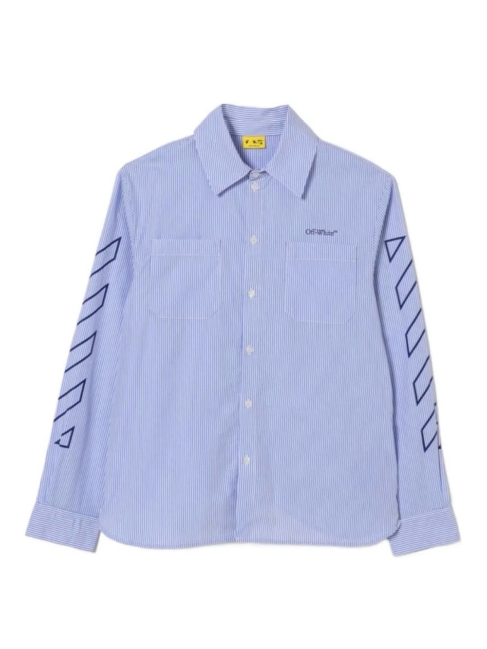 Off-White Light Blue and White Striped Button-Down Shirt